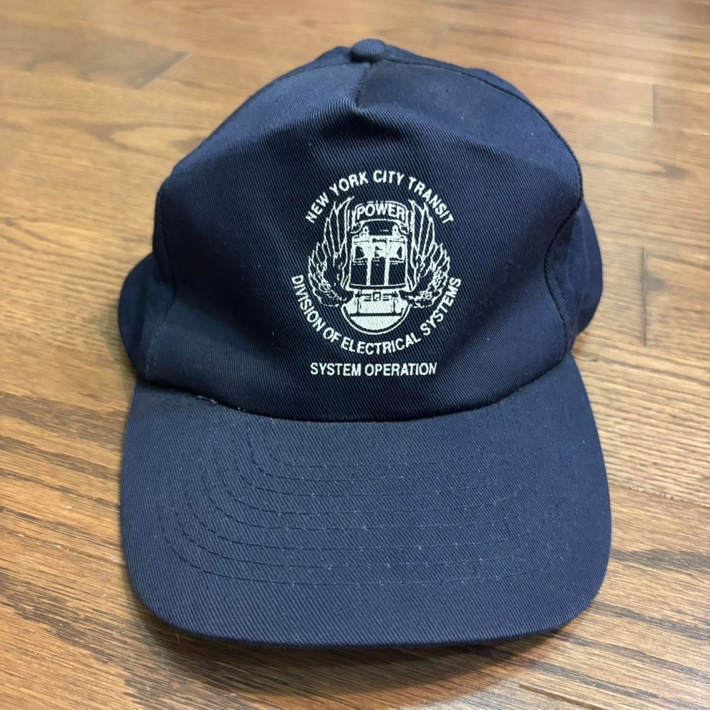 Vintage 90s New York City Transit snapback hat KC Caps navy blue NYC streetwear